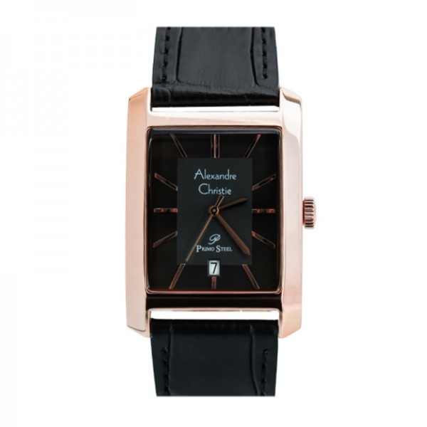 Alexandre Christie AC 1019 Rosegold Black Leather Man MDLRGBA